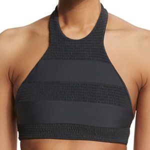 Tori Praver Swimwear Oaxaca Tonal-Stripe High-Neck